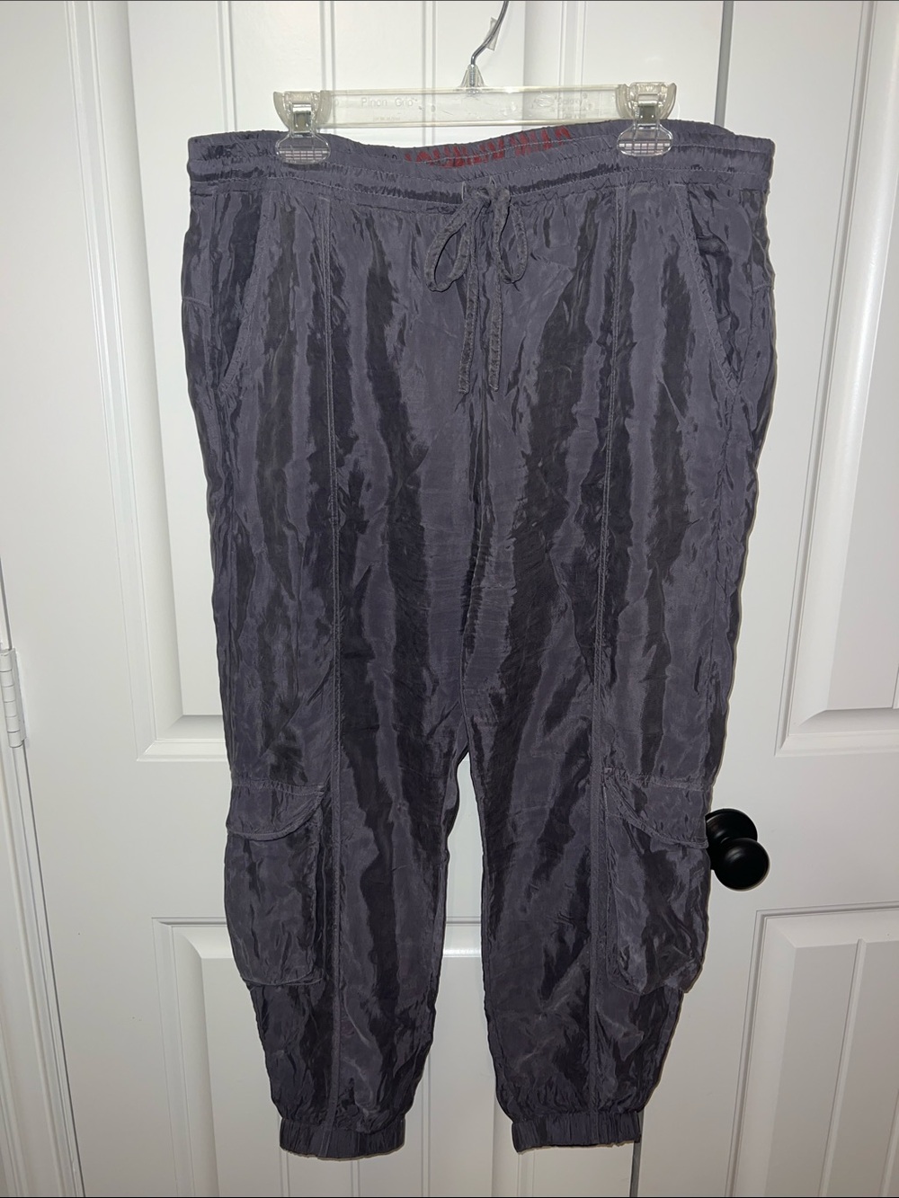 EUC! Johnny Was Women's Charcoal Drawstring Track Cargo Joggers COMFY! Sz L